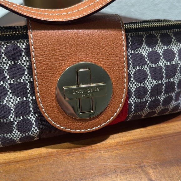 KATE SPADE Vintage Small Dual Strips Canvas Signature Logo Shoulder Bag /Wallet - Picture 9 of 16